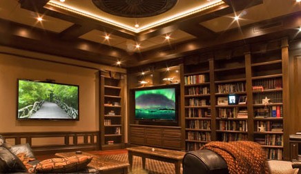 2 in 1: upscale home library and stunning home theater
