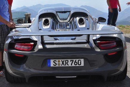 Porsche 918 Spyder and 50th Anniversary Edition 911 on display