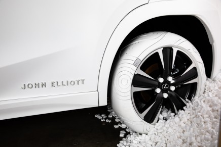 The custom Lexus UX tires inspired by John Elliott x Nike AF1 shoe