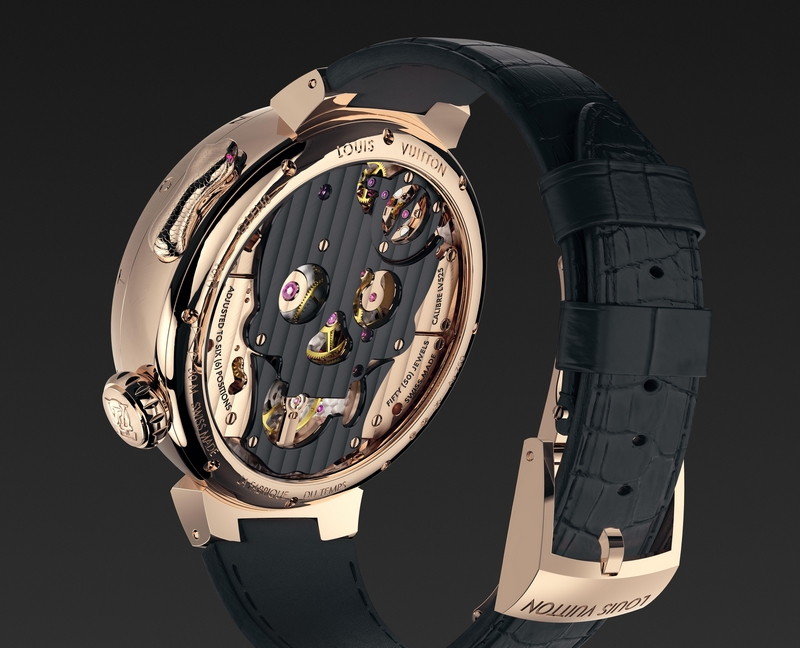 On the new vanitas-inspired Tambour Carpe Diem, the time can be read on  demand 