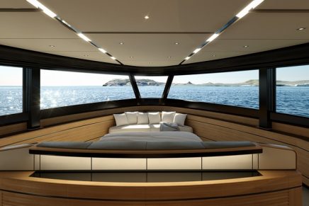 Wally WHY200, the first full-wide-body by Wally features a huge living room on the water