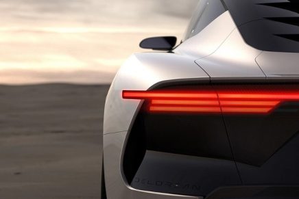 DeLorean released its first sneak peek of their reborn electric vehicle