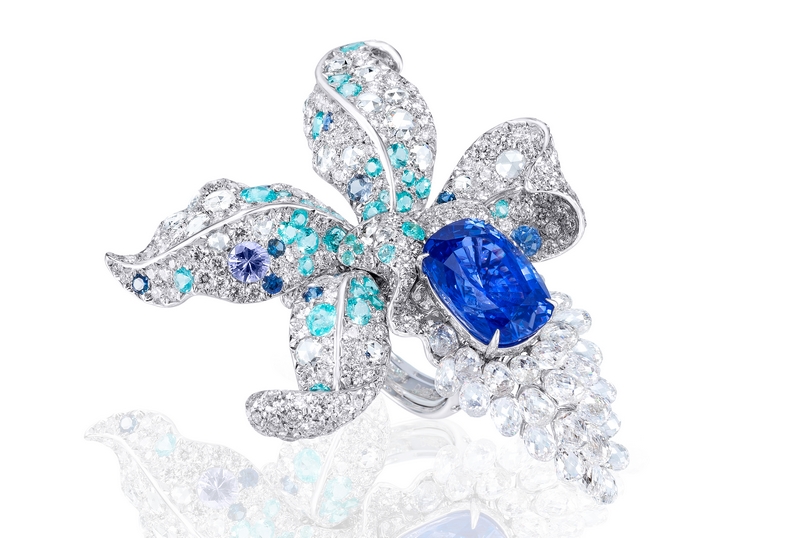 ANNA HU Enchanted Orchid Ring in Blue Sapphire