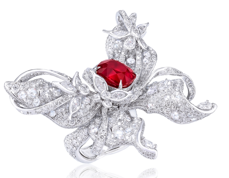 ANNA HU Le Papillon Ring in Ruby - side