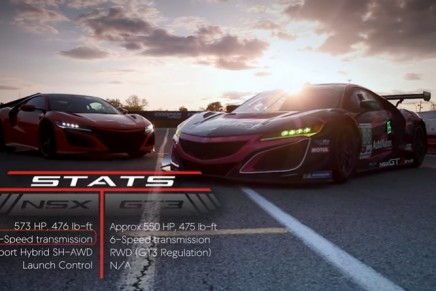 Similarities and differences of production Acura NSX and race-bred NSX GT3 Evo