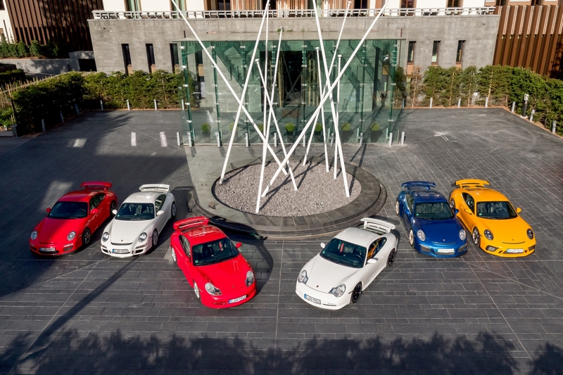 All six generations of Porsche 911 GT3