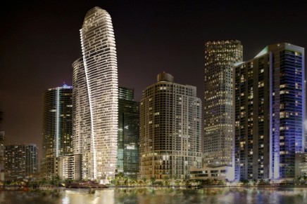 New Aston Martin Residences Miami is a unique waterfront real estate project at the mouth of the Miami River