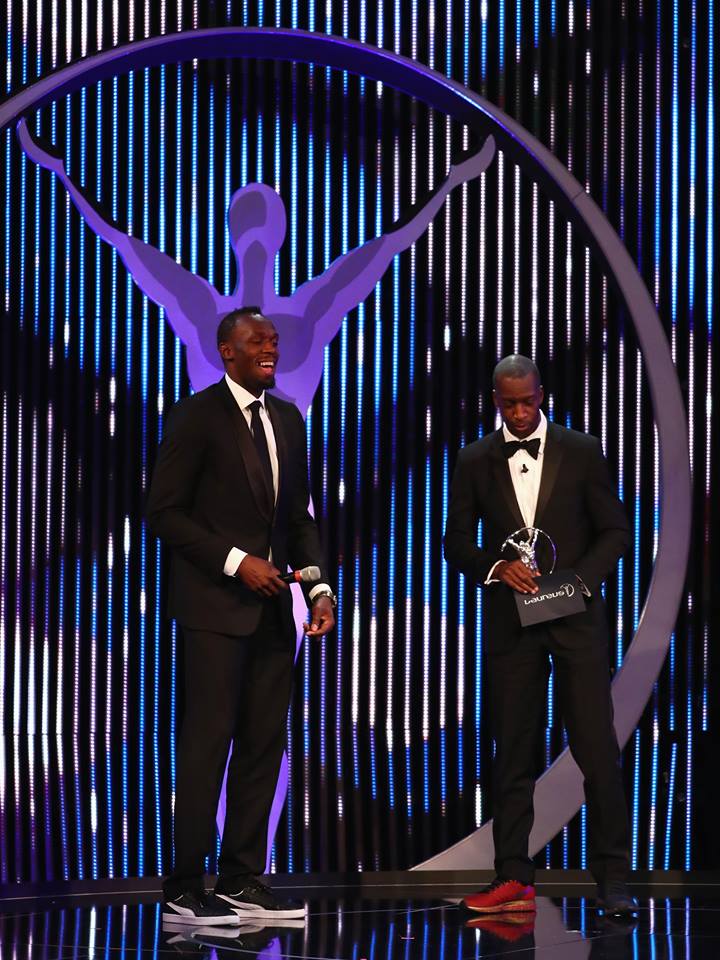 Athlete Usian Bolt of Jamaica accepts his Laureus World Sportsman of the Year Award