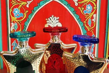 Indigo, Ruby, and Emerald: Bond No. 9’s Dubai—a collection of New York-inspired Mideast eaux de parfum.