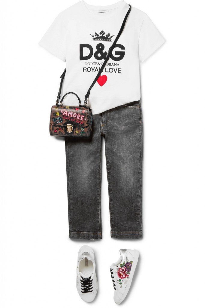 Dolce&Gabbana childrenswear capsule-floral-print leather sneakers