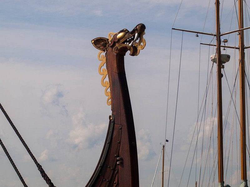 Draken Harald Hårfagre ship-in Mystic Seaport, Connecticut.