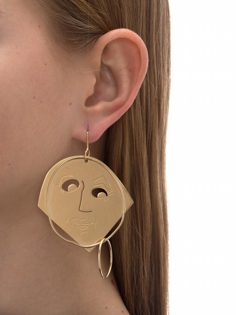 JW Anderson Gold Moon Face Earrings