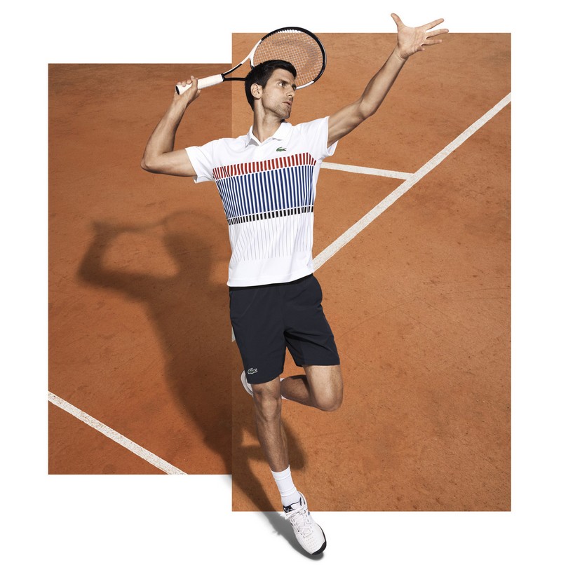 Lacoste has developed for Novak Djokovic an eponymous clothing line to be worn on the tennis court -2017 ad campaign-