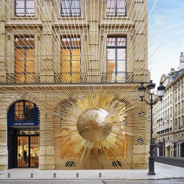 Louis Vuitton opened the doors to its new Maison Louis Vuitton Vendôme at 2 Place Vendôme in Paris, Frane - exterior details