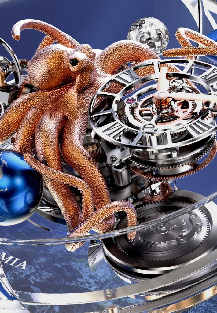 Piece-unique at Baselworld 2017 Jacob & Co. Astronomia Octopus watch - octopus sculture details-