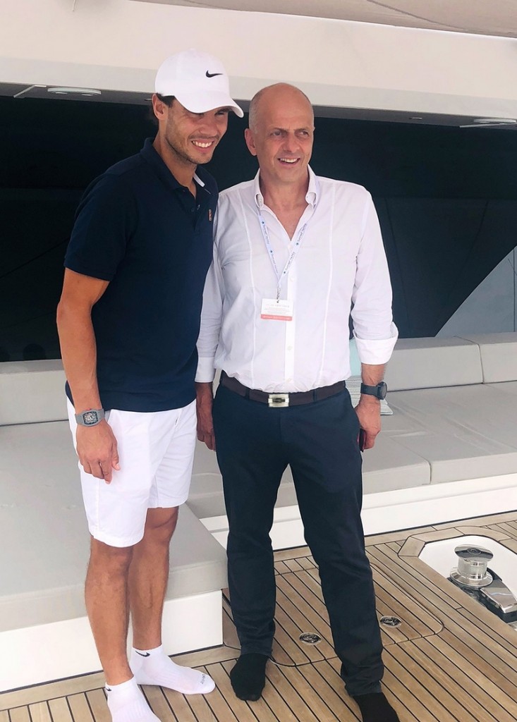 Rafael Nadal and Sunreef yacths founder at 2018 Cannes Yachting Festival