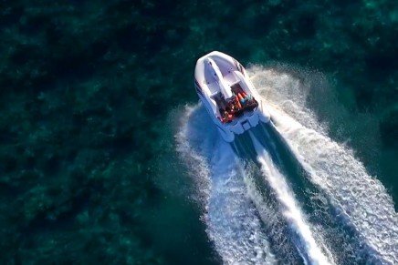 This boat combines the excitement of a jet ski with the comfort and safety of an inflatable  boat