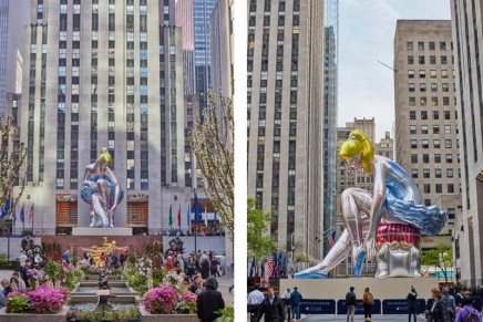 Charitable projects: Seated Ballerina by Jeff Koons on view at Rockefeller Center New York