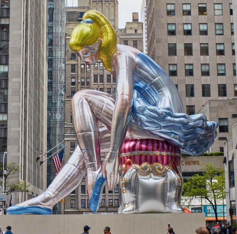 Seated Ballerina by Jeff Koons on view at Rockefeller Center