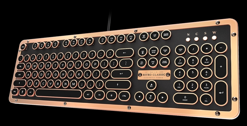 Vintage Typewriter Keyboard using Genuine Leather, Metal Alloy, Backlit Keycaps, Wired or Wireless
