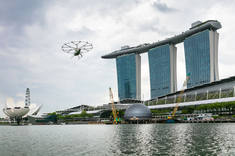 Volocopter air taxi flies over Singapore’s Marina Bay