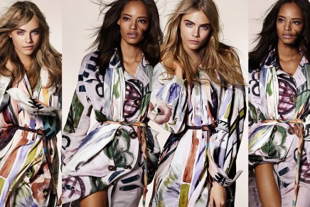 Cara and Malaika in Hand-Painted Runway – The Burberry Autumn Winter 2014 campaign