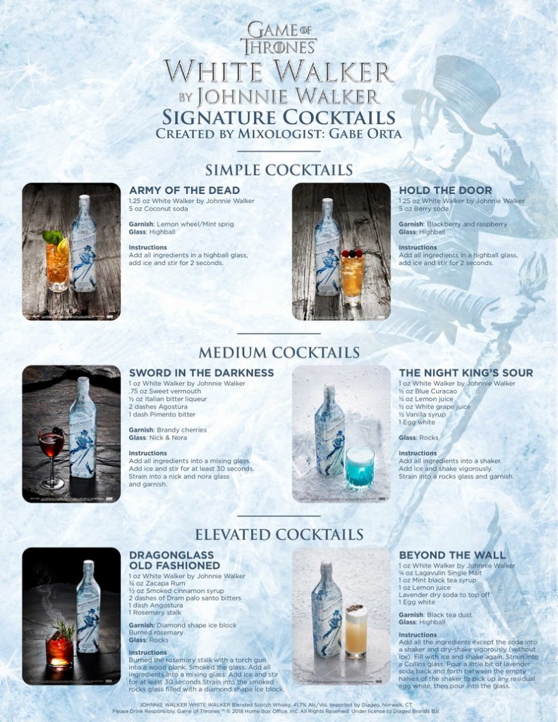 game of thrones whisky white walker-2018-specialty cocktails