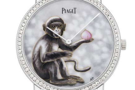 The playful monkey takes centre stage on the dial of the Piaget Altiplano Cloisonné Enamel watch