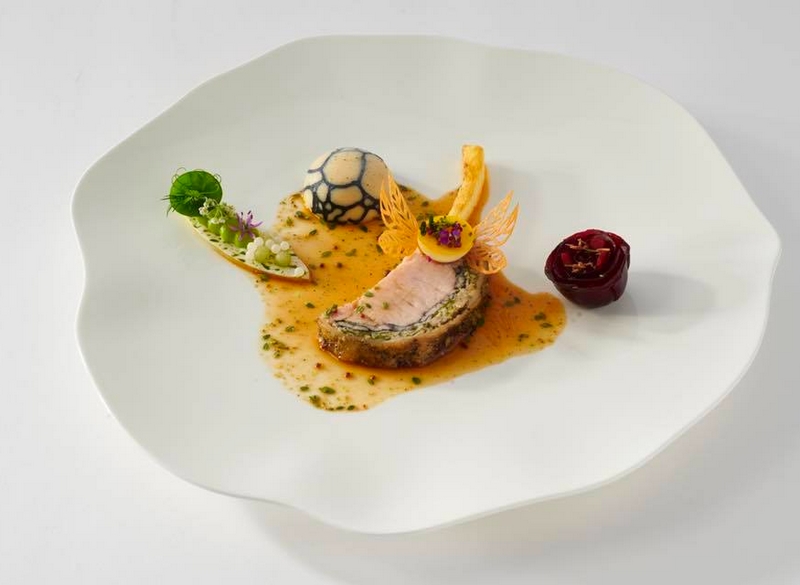 the theme on a plate and theme on platter of winner of Bocuse d’Or 2019 from team Denmark